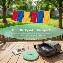 Waslijn met haken 5 m - nylon koord - winddicht touw - ideaal voor camping en balkon - ShopVlot — thumbnail 5