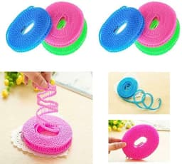 3 stuks - Waslijn - Waslijn Set - Windbestendige en antislip waslijn - Reiswaslijn - Draagbare waslijn - Geschikt voor binnen en buiten (camping, thuis en hotel) - Elk 5 meter lang — thumbnail 5