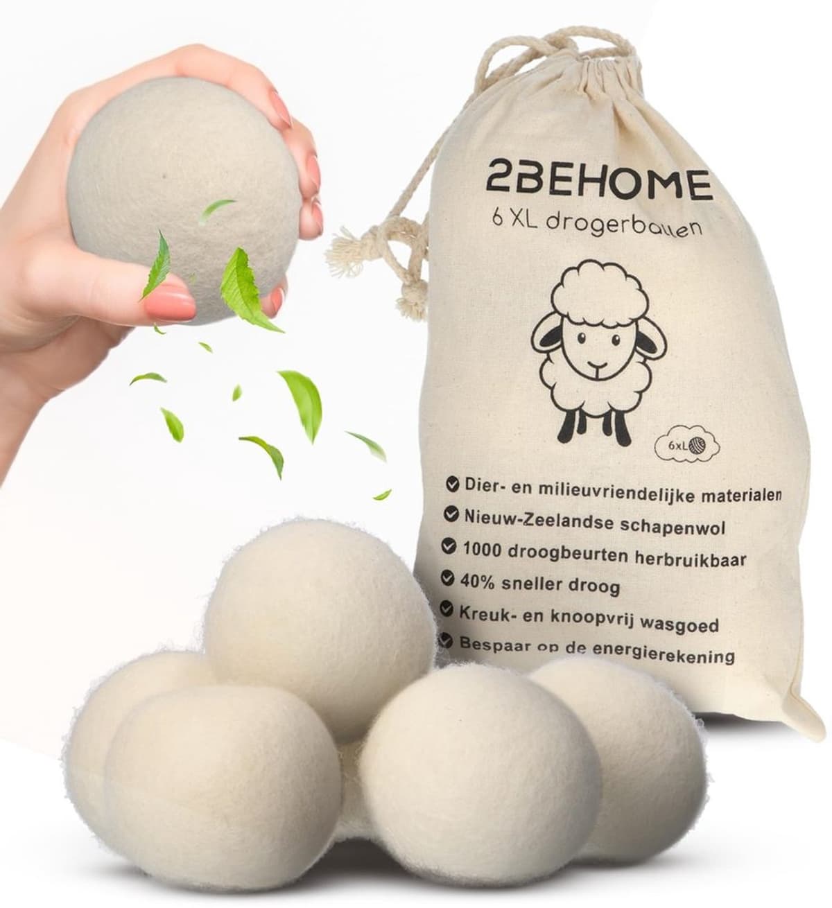 XL Drogerballen van 100% Nieuw-Zeelandse Schapenwol — afbeelding 1