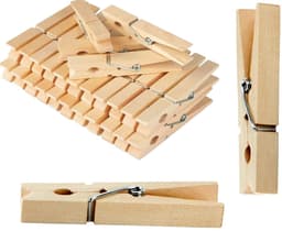 24 houten wasknijpers naturel - onbehandeld - voor de waslijn - 9,5 cm lang - blank hout — thumbnail 2
