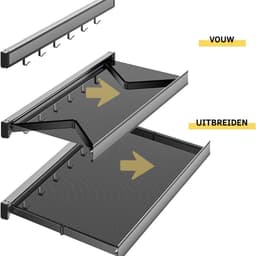 Intrekbaar Droogrek Voor Kleding - Opvouwbaar Wandmodel Met Net En 6 Haken - Wasdroogrek Voor Sokken - Schoenen - Ondergoed - Capaciteit Tot 60 Lbs — thumbnail 4