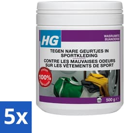 5 x HG Wasmiddel Toevoeging Tegen Nare Geuren In Sportkleding 500 gr - Sportkleding Geurverwijdering - Wasmiddel Toevoeging - Geurverwijdering Handdoeken - Stankmoleculen Verwijderen - Sportkleding Reinigen — thumbnail 1
