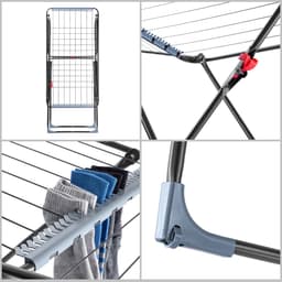 KADAX Vleugeldroger, wasdroger in verbeterde Plus-versie met praktische wielen en sokkenhangers, droogrek, vleugeldroogrek (antraciet Plus) — thumbnail 5