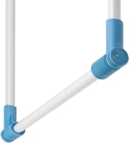 KADAX Droogrek met 18 m drooglengte, stabiele vleugeldroogdroger van roestvrij staal, inklapbaar, met antislip voeten, voor beddengoed en kleding, gemaakt in de EU (wit/blauw) — thumbnail 4