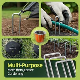 Grondankers Set van 100 Stuks met 16 Sluitringen - 150 mm Lang, Maakt Scherpe Bevestiging Mogelijk voor Tuin, Mulch en Kunstgras — thumbnail 2