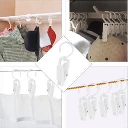 Draaibare Washaken Clips - 10 Stuks - Kunststof - 360° draaibare haak - Multifunctionele Ophanghaken voor Hoeden - Handdoeken - Sokken en Broeken - Wit — thumbnail 4
