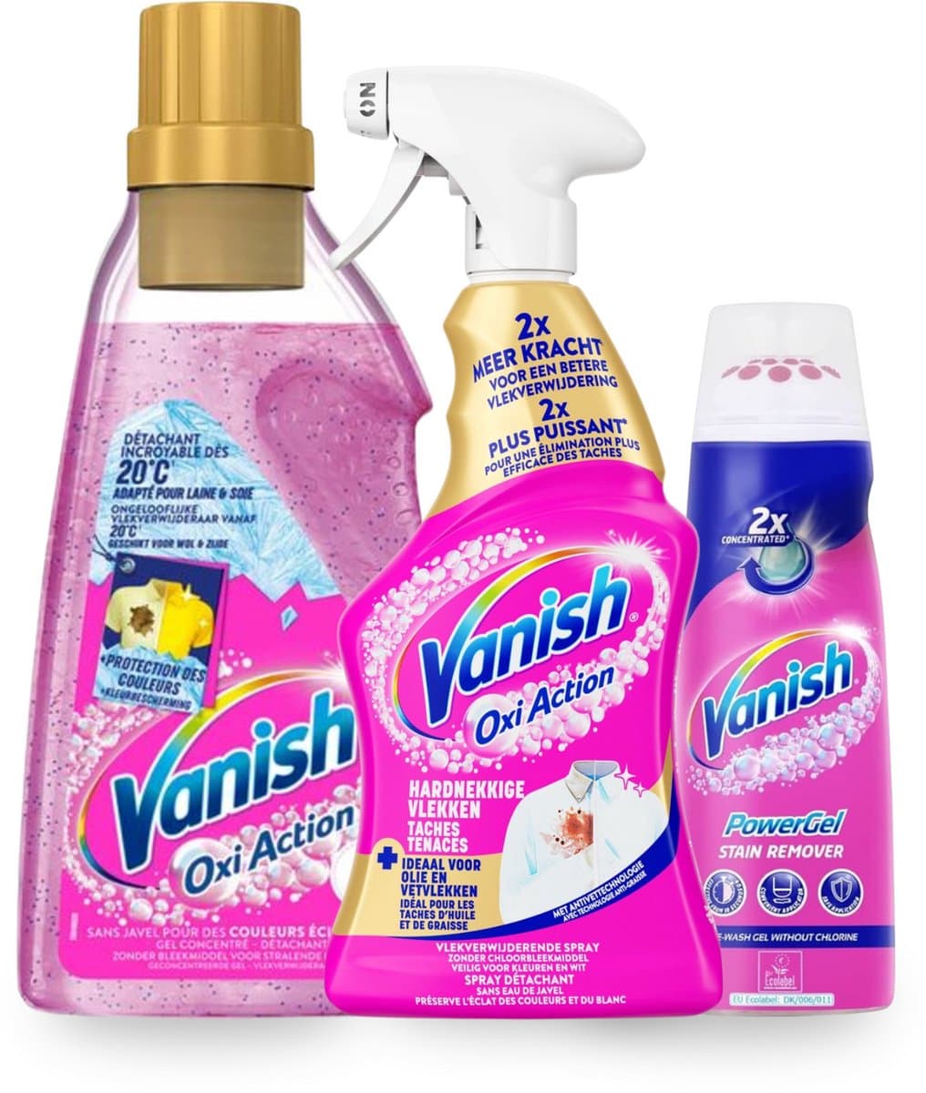 Vanish Vlekverwijderaar set - Wasbooster gel 750ml & Powergel 200ml - Vlekverwijderaar spray 500ml — afbeelding 1