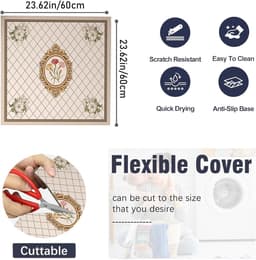 Wasmachinehoes, 60x60 cm antislip beschermmat voor wasmachine bovenkant, geschikt voor wasmachine, droger, keuken, badkamer, camper — thumbnail 5