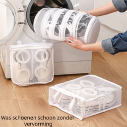 1 stuk - schoenwaszak - anti-vervorming verdikte schoenovertrek netzak - wasmachine speciale hangende droognetzak waszak - wit — thumbnail 3