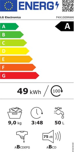 LG F4X1009NWK - Wasmachine - 9 kg - Direct Drive - Energielabel A - Stoom - Voorlader - 1400 RPM — thumbnail 2