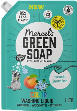 4 x Marcel's Green Soap - Vloeibaar Wasmiddel - Kleur - Navulling - Perzik & Jasmijn - Effectief & natuurlijk - 23 Wasbeurten - 1 liter - Wasmiddel - Kleurwasmiddel - Wasmiddel Navul - Ecologisch Wasmiddel - Biologisch Wasmiddel — thumbnail 4