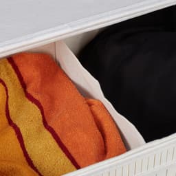 2x wasmand met deksel - 2 vakken - bamboe wasbox - mand voor wasgoed - wit — thumbnail 4