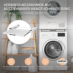 Universeel Tussenframe 60,5x54,5cm met Uitschuifbare Handdoekhouder voor Wasmachine en Droger — thumbnail 4