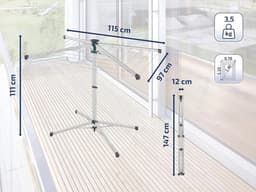 Ruimtebesparend Staand Droogrek met 14 Meter Waslijn – Ideaal voor Thuis en Kamperen — thumbnail 3