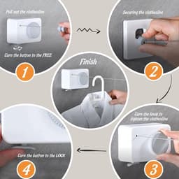 Extendable 4 m Leash with Secure Locking for Indoor and Outdoor Use - Ideal for Clothes and Towels - Modern Design and Space-Saving — thumbnail 5