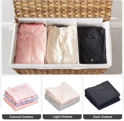 Hoppa! Wasmand | 140 L | Rotanlook met 3 vakken | Uitneembare voering | Handgrepen en deksel | 66 x 33 x 66 cm (L x D x H) — thumbnail 5