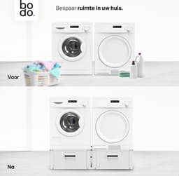 Bodo® - Wasmachine Verhoger - Dubbel - Kast - Ombouw met Lade - Wit - 127x54x31cm — thumbnail 3