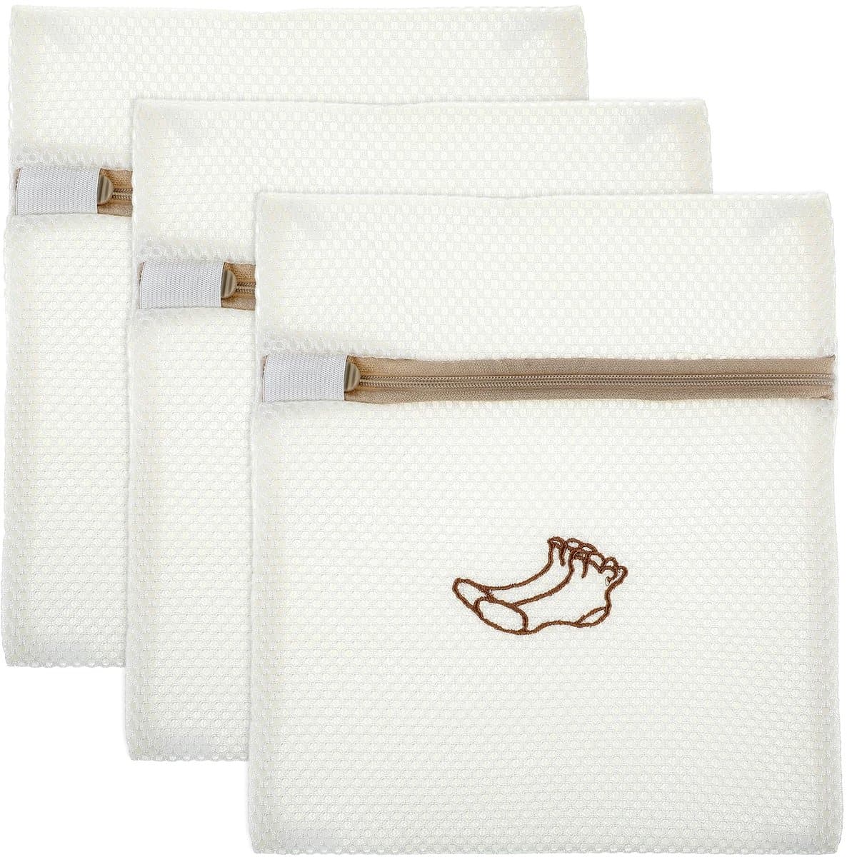 IMPERATORIS® Waszakjes voor Wasmachine - Bescherming voor Fijne Was en Schoenen - Mesh Wasnet met Rits - Voorkomt Slijtage - Set van 3 - wit - 9.1 x 7.9 inches — afbeelding 1