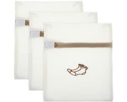 IMPERATORIS® Waszakjes voor Wasmachine - Bescherming voor Fijne Was en Schoenen - Mesh Wasnet met Rits - Voorkomt Slijtage - Set van 3 - wit - 9.1 x 7.9 inches