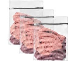 IMPERATORIS® Waszakjes voor Wasmachine - Bescherming voor Fijne Was en Schoenen - Mesh Wasnet met Rits - Voorkomt Slijtage - Set van 3 - wit grijs - 25 x 30 cm