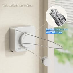 longziming -Uitschuifbare Waslijn - Wit - 4,8m Dubbele Functie - Stevig, Ruimtebesparend & Anti-doorhangen — thumbnail 2