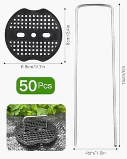 Grondankers voor Tent en Tuin - 50 Stuks met Bufferschijven - 150 mm Lang, Roestvrij Staal — thumbnail 5