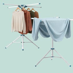 Droogrek inklapbaar - verstelbaar - 80-200 cm - voor kledinghangers - wit-blauw — thumbnail 4