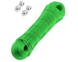 Waslijn 30 m met stalen kern en 2 spanners - Extra sterk voor balkon en tuin - Draagvermogen 120 kg