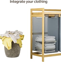 Bealife AP111 Wasmand - Stoffen Sorteermand met 3 vakken van bamboe - 125 liter - Met 3 zakken en opbergzijvak - 78 x 94 x 33 cm (HxBxD) — thumbnail 5