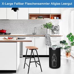 Inzamelbak voor statiegeldflessen van 115 liter, extra grote opvouwbare flesseninzamelbak voor lege glazen flessen, opvouwbare wasmand, opbergbak voor statiegeldflessen met zachte aluminium handgrepen, zwart — thumbnail 5