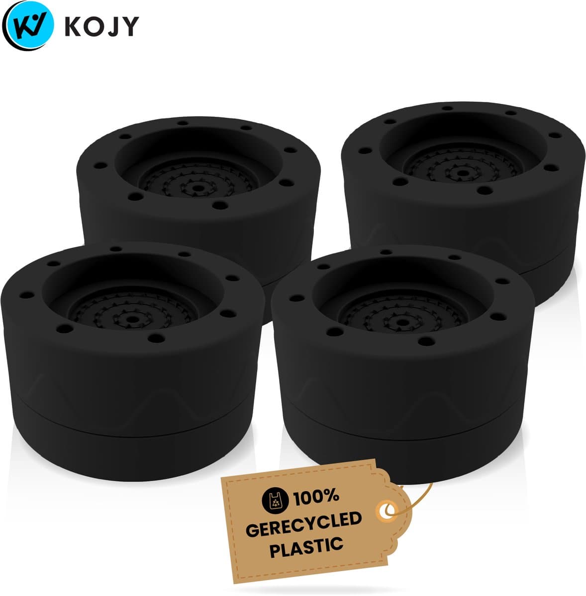 KOJY - Wasmachine Dempers - Verhoger - Stapelbaar - Zwart - Voor Wasmachine & Wasdroger — afbeelding 1
