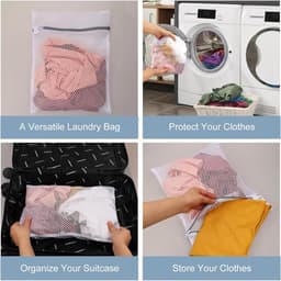 Mesh waszakken set van 5 stuks voor delicate kleding, met ophanglus - handige opbergzakken voor ondergoed, bh's, sokken, babykleding - wasnet met honingraatstructuur — thumbnail 4