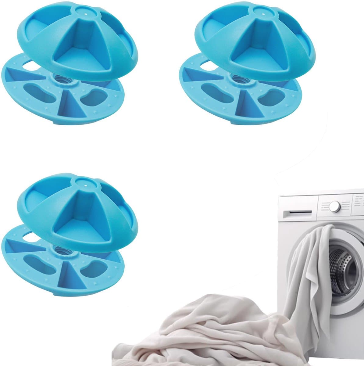 Anti-klitclips - 3 stuks - Herbruikbaar wasgoed - Voorkom dat dekens in de droger gaan draaien en wasmachine gaan draaien - voor dekens - dekbedovertrekken - kussenslopen - beddengoed - huishoudelijk gebruik - thuis - hotel - blauw — afbeelding 1