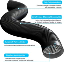 Flexibele Afvoerslang 150 mm - 5 Meter - Ventilatieslang met Klemmen voor Airco Droger — thumbnail 4