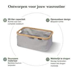 Jubbly® - Wasmand opvouwbaar - Wasbox - Heupwasmand - 45 Liter - Stof - Beige — thumbnail 2