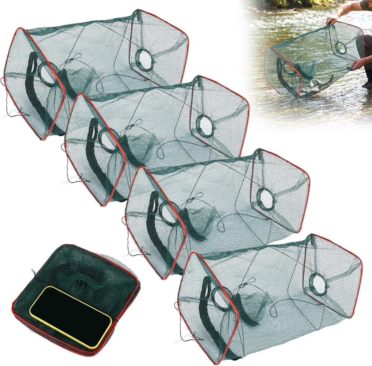 Visrieten Set - Visvallen Garnalen - Kust Vangsten - Herbruikbaar Nylon Materiaal - 45x22x22cm - Groen — afbeelding 1
