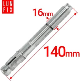 Verzinkt Ankerbout - Betonbevestiging Staal - Stevig Bevestigen - Inclusief Moer Ring - 16x140 mm - Zilver — thumbnail 2
