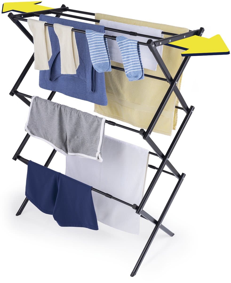 EASYmaxx Telescopisch Droogrek 1200 – Kledingrek met 12 m Drooglengte, Uitschuifbaar tot ca. 108 cm, Energiezuinig Was Drogen Zonder Stroom — afbeelding 1