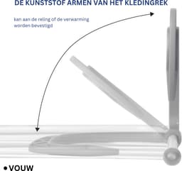 Nexvo® Wasrek Hangend Trapgat - Wasrek - Droogrek - Droogrek Trapgat - Wit - ‎63cm x 49cm x 17cm — thumbnail 2