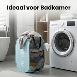 Wasmand opvouwbaar - 75L - Ademend polyester mesh - Met handvatten - blauw — thumbnail 3