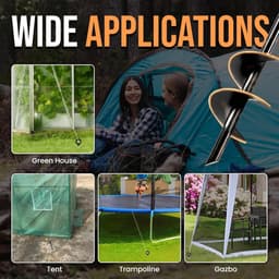Set van 4 Grondankers - 46cm Zware Uitvoering - Grondpen met 7cm Spiraalblad - Stormbeveiliging voor Trampoline, Speeltoestel, Carport & Partytent - Massief Staal - Inclusief Afneembare Oogringen - Zwart — thumbnail 5