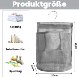 Wasknijper Opberger - Knijperzak Ophangen - Wasknijpers Bewaren - Met Ophanghaak - 23x15x2cm - Donkergrijs — thumbnail 5