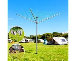 ELYSIVM Wasrek - Droogrek - Droogmolen - Wasrek Paraplu - Waslijn buiten - Roterend - 30m - Incl. beschermhoes en 20 clips - 176x153 cm - Zilver, Ijzer - tot ca. 15 kg