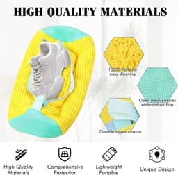 2 stuks wasnet - schoenwaszak - wasmachine met ritssluiting - 360 graden reinigingspluisjes - verhoogde interne wrijving - schoenen voor geelblauw — thumbnail 5