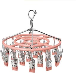 Allecto Premium - Ronde sokkendroger voor wasrek en ondergoedhanger met 24 wasknijpers. Winddicht droogrek van roestvrijstaal voor het drogen van handdoeken. — thumbnail 1