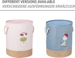 WENKO Wasmand Kids Greta Pink, ronde waszak voor kinderen in modern lichtroze met schattige giraffenprint, twee katoenen handvatten, 63 liter opbergruimte in één vak, Ø40x50cm, 69783800 — thumbnail 5