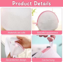 4 stuks waszakken voor bh's en lingerie - Handige set met ritsen voor beha's, ondergoed en sokken - Ideaal voor op reis - Halfrond design met ingebouwde standaard - Mesh waszakken - Wasmachinetas — thumbnail 5