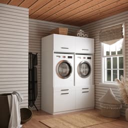 Wasophoogte® Wasmachine Kast Budapest - Wasmachine verhoger - Wasmachine ombouw - 700(D)*1330(B)*1990(H) mm - Wit — thumbnail 5