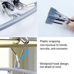 Double Layer Metal Sock Hanger Drying Rack for Socks Hanging Stainless Steel for Socks Underwear (Curved Windproof Sock Drying Rack-2) — thumbnail 3