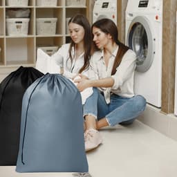Ibenzoa® Opvouwbare Waszakken Set van 2 met Grote Capaciteit en Trekkoordsluiting voor Reizen — thumbnail 3